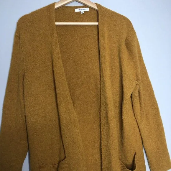Madewell Womens Mustard Yellow Cardigan S Wool Blended Open Front Sweater Jacket - Picture 2 of 6